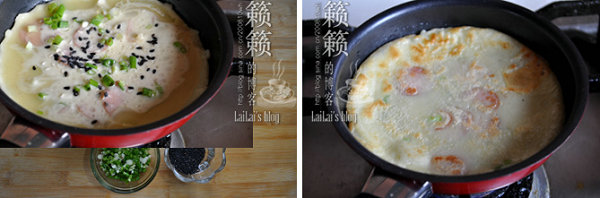 脆皮热狗肠蛋饼的做法/花生豆浆的做法/水果拼的做法[籁籁]