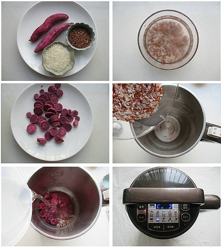 紫薯红糙米糊的做法
