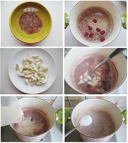豆浆红糙米山药粥的做法